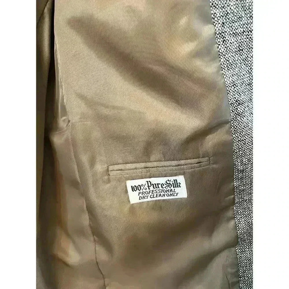 Barrington 100% SILK Tweed Sport Coat Blazer Jacket 2 Bttn Brown White Black 42R - Picture 6 of 8